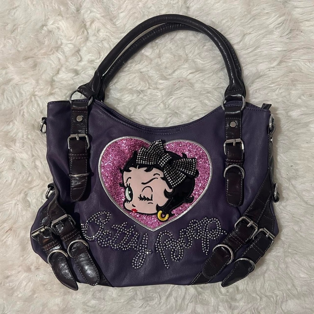 Betty Boop Purple Shoulder Bag with Heart Design